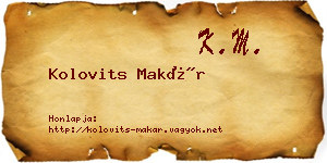 Kolovits Makár névjegykártya